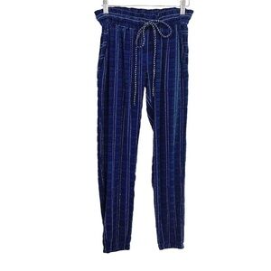 Ace & Jig Womens striped Elastic Waist Pullon Pants Sz XS Blue Silver Drawstring